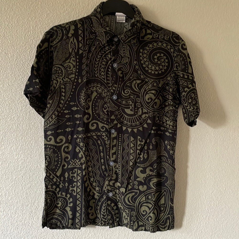 Boys Hula Bay Hawaiian Print Aloha Button Down Shirt - Size 12
